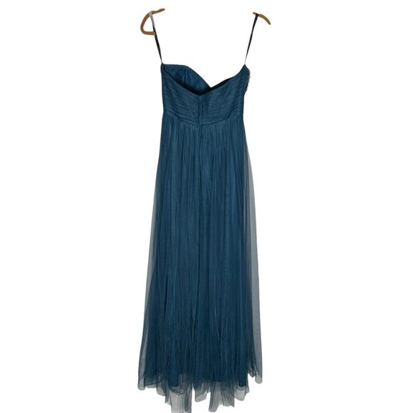 Jenny Yoo Annabelle Teal Tulle Pleated Strapless Formal Bridesmaid Dress Size 4 - Picture 2 of 7